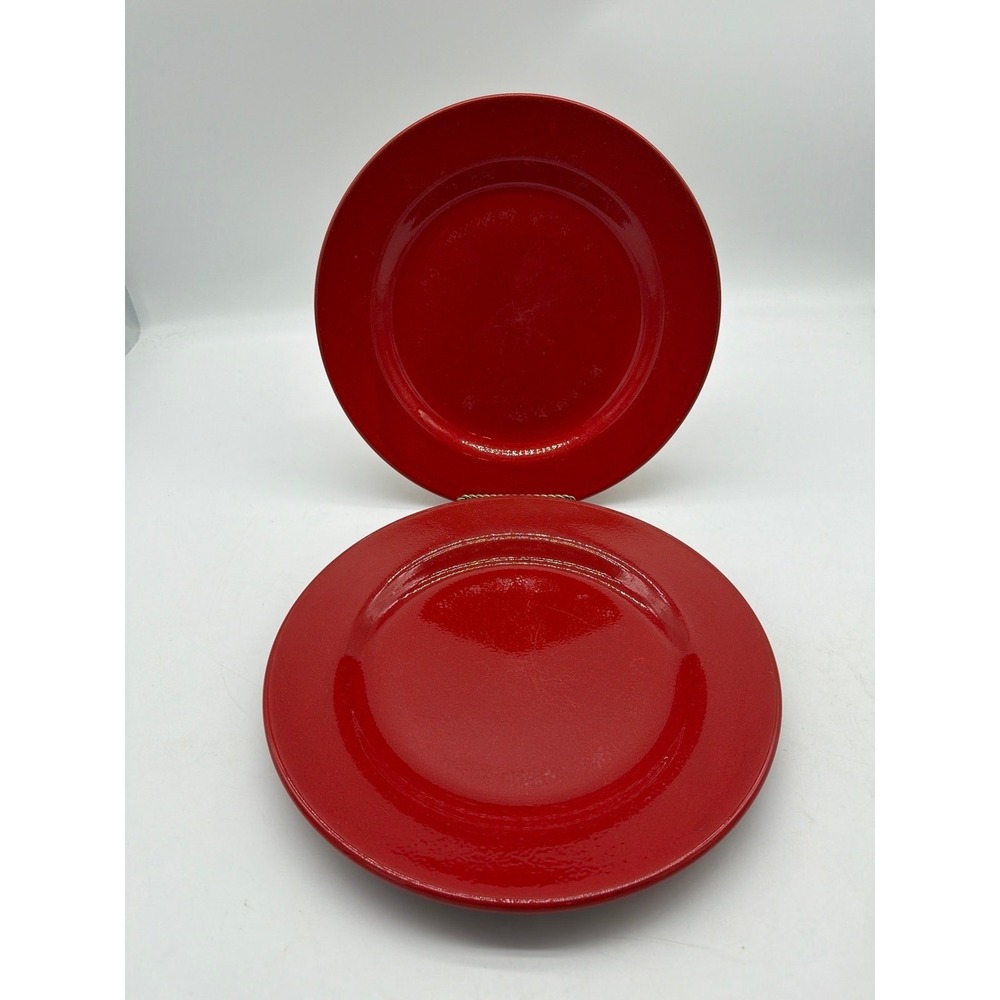 2 Pier 1 Red Dinner Plates 11 Inch Holiday